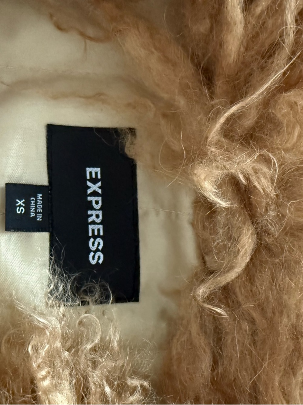 VINTAGE Express Tan Suede & Faux Fur Trim Jacket - Picture 2 of 4